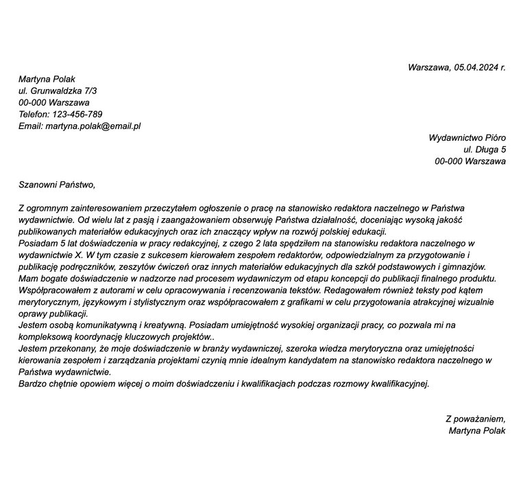 List motywacyjny dla dziennikarza
