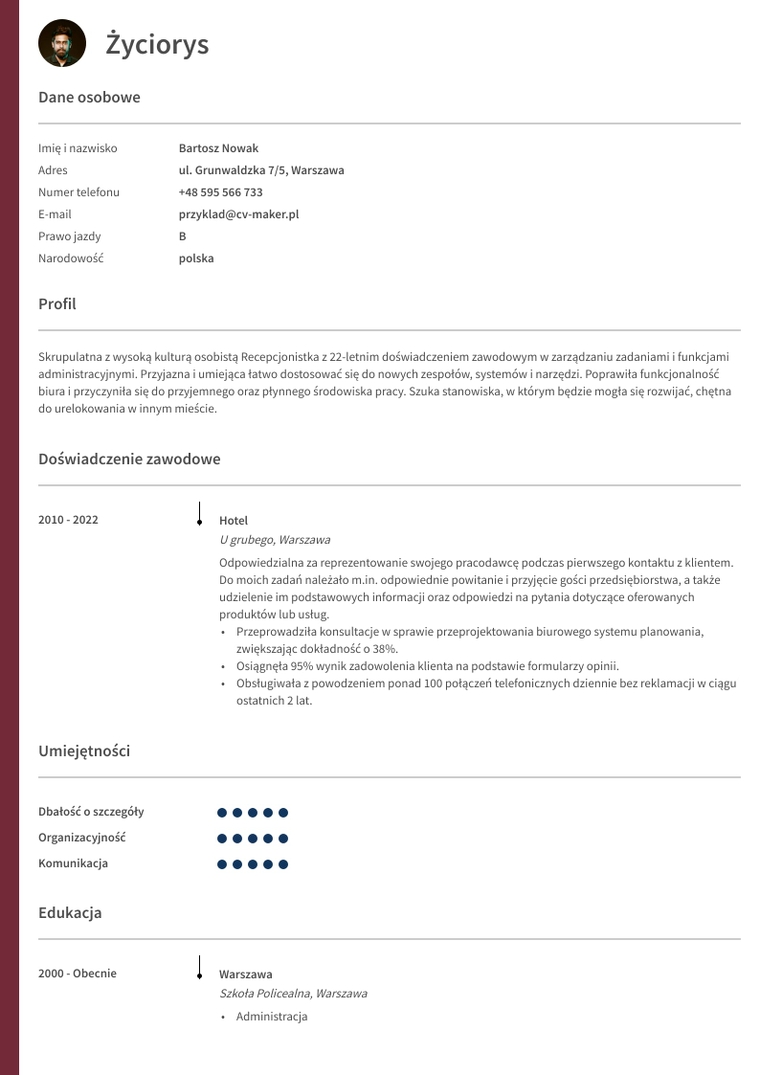 Proste CV Szablon Oxford Proste CV Szablon Oxford