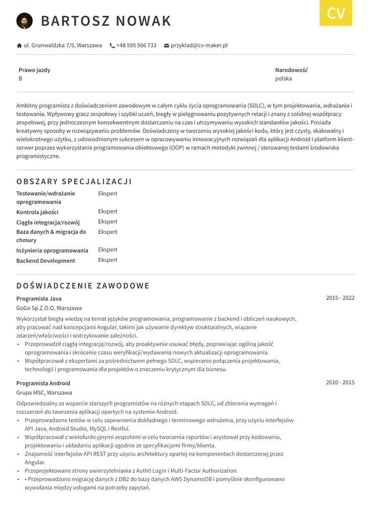 Proste CV Szablon Otago Proste CV Szablon Otago