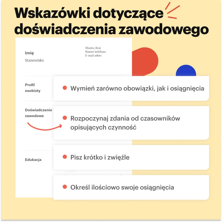 Doświadczenie zawodowe w CV stomatologa