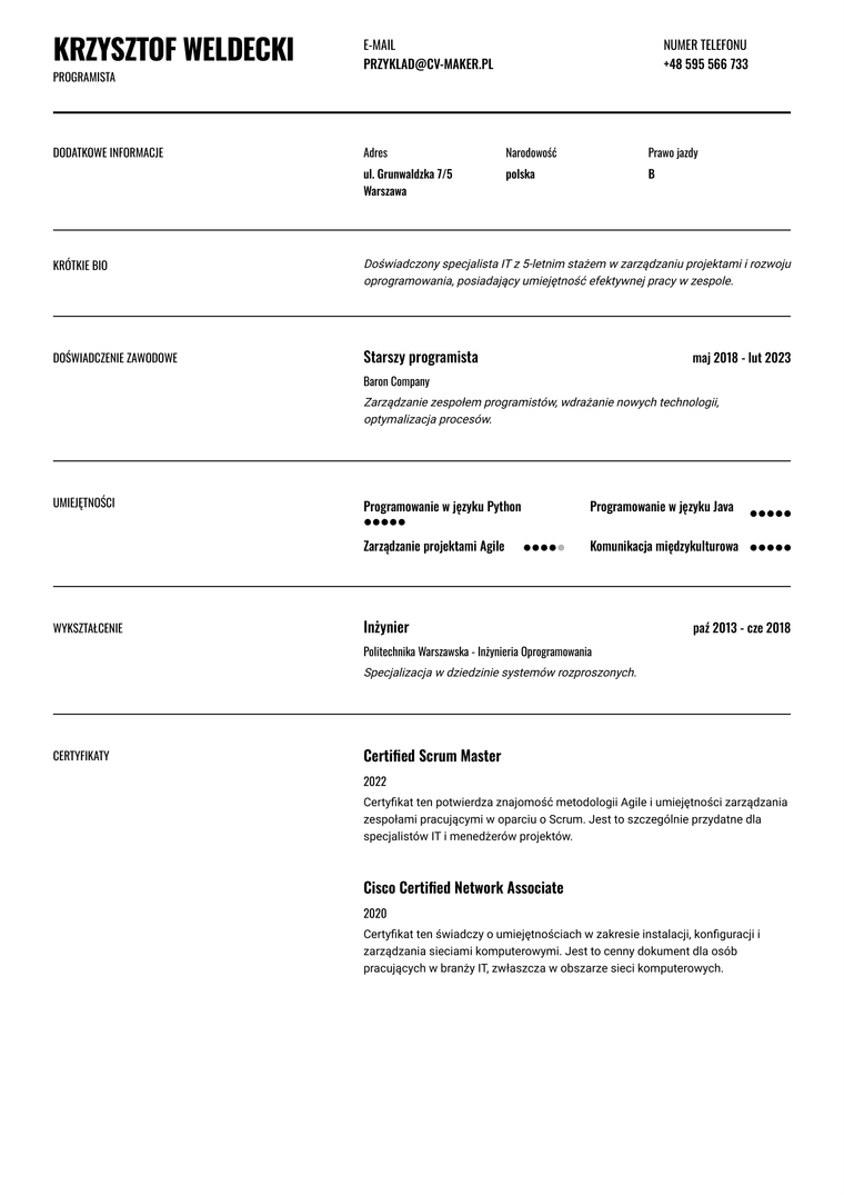 CV bez zdjęcia CV bez zdjęcia